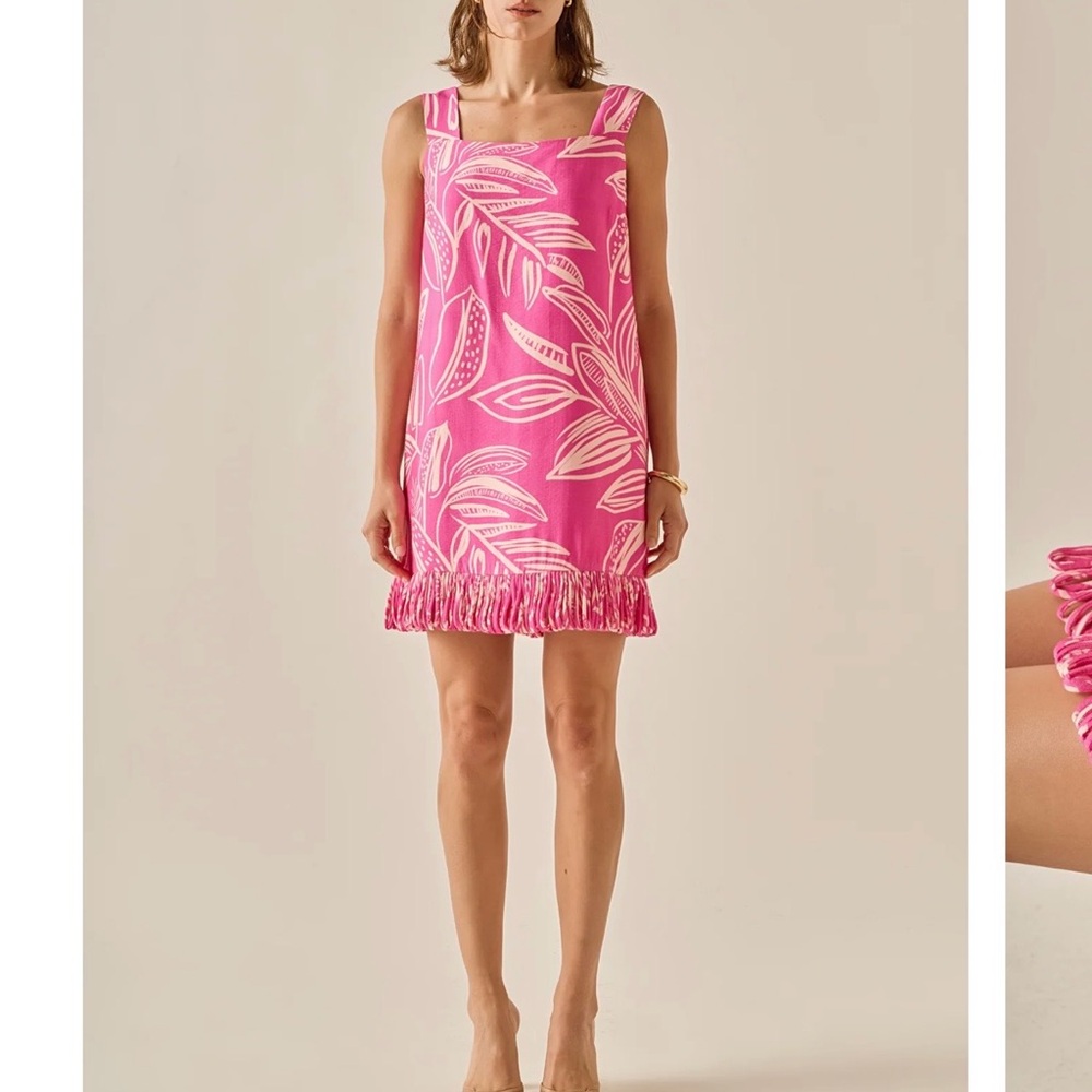 NWT English Factory PINK ESME FRINGE DRESS sz large Retail 140.00 OHHHH LA LA